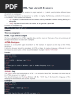 HTML Tags List With Examples
