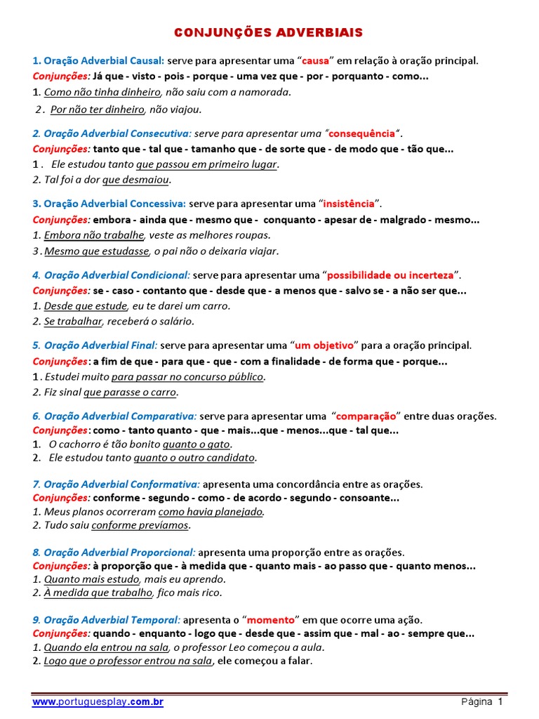 Conjunções Adverbiais | PDF