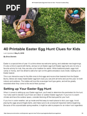 40 Printable Easter Egg Hunt Clues for Kids - Personal Creations Blog