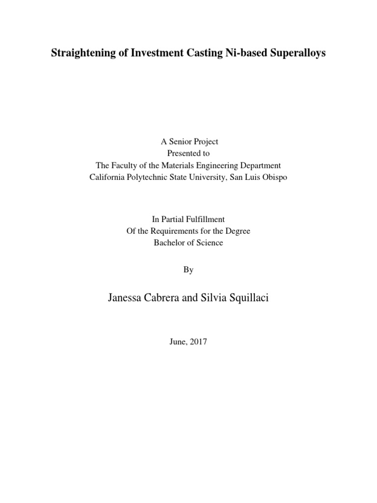 Straightening of Investment Casting NiBased Superalloys PDF