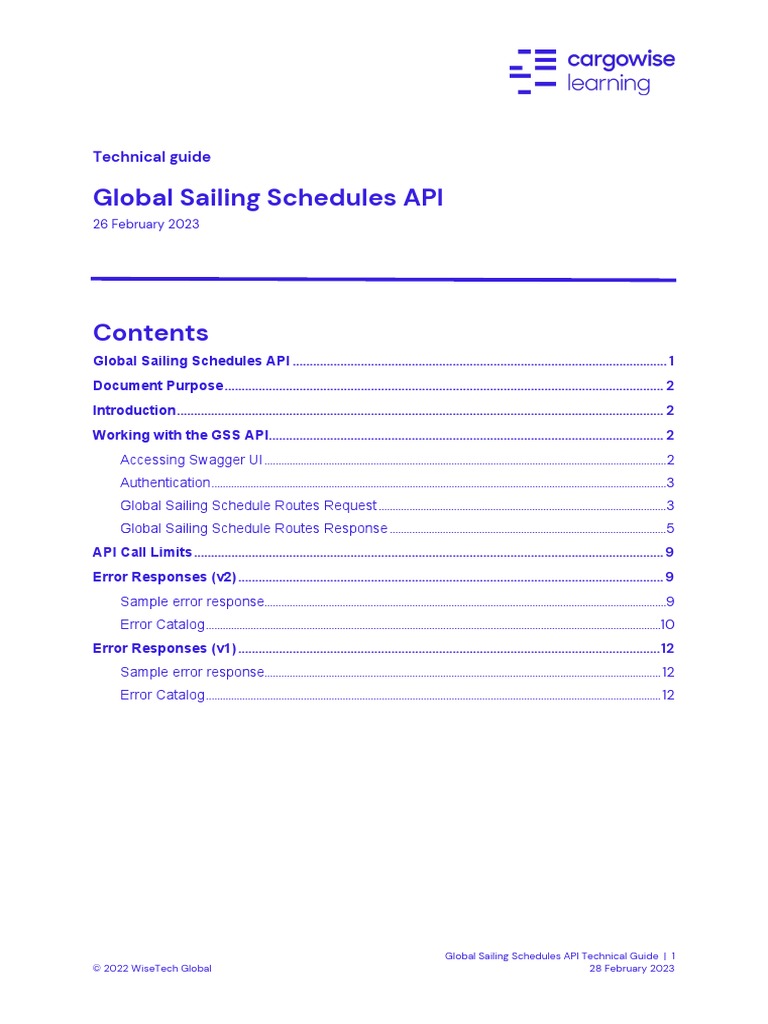 Global Sailing Schedules API Guide | PDF | Boolean Data Type | String ...