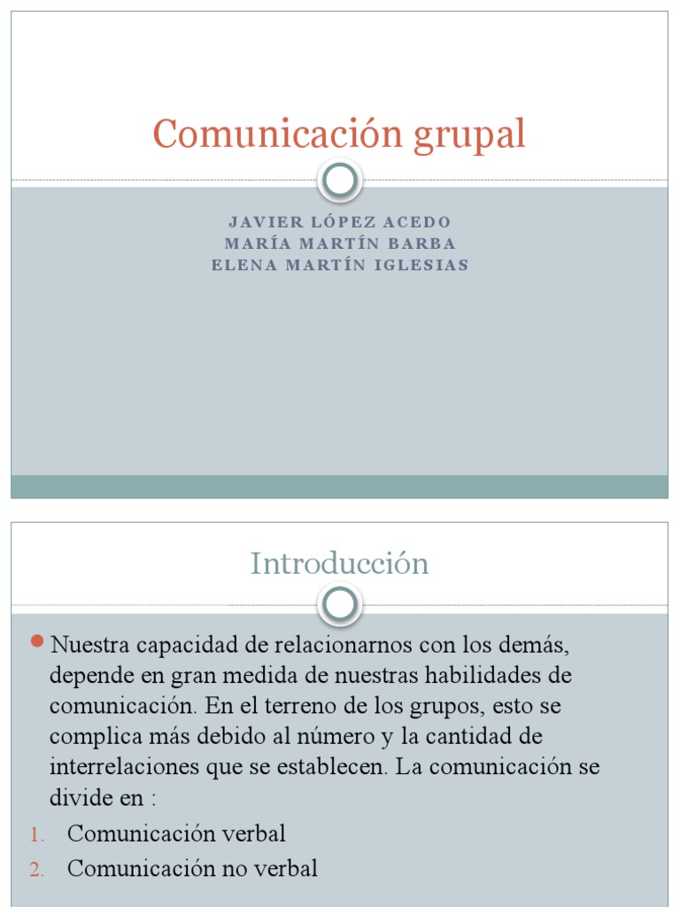 Comunicación Grupal: Claves y Barreras | PDF | Comunicación ...