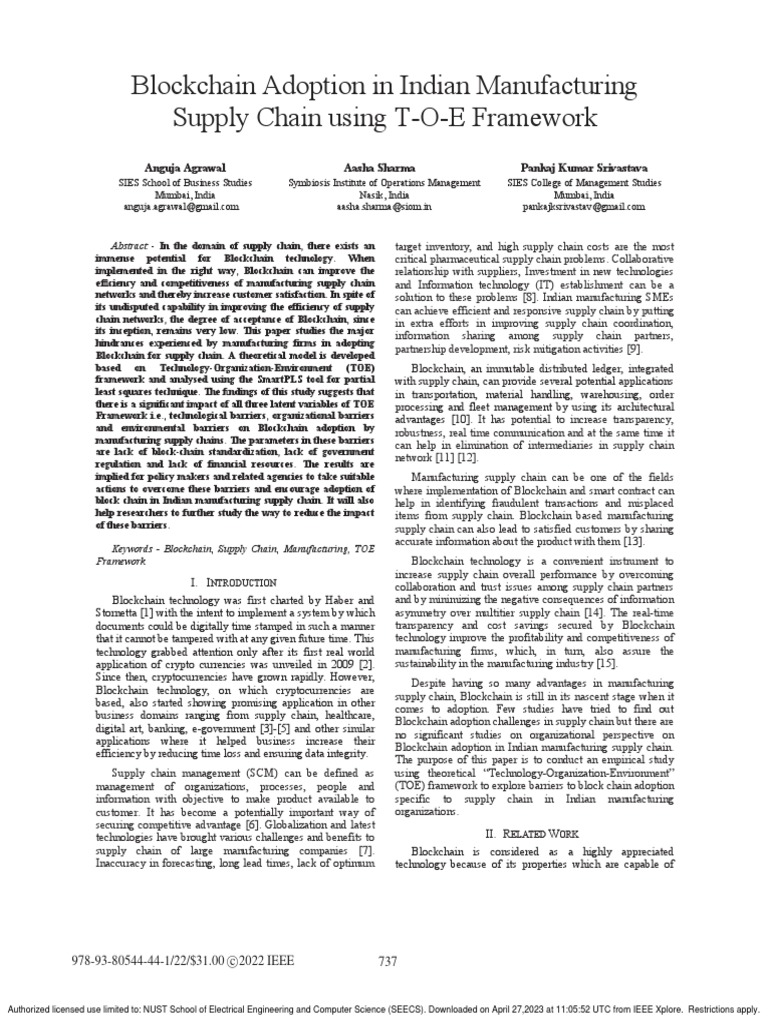 Blockchain Adoption in Indian Supply Chain | PDF | Supply Chain ...