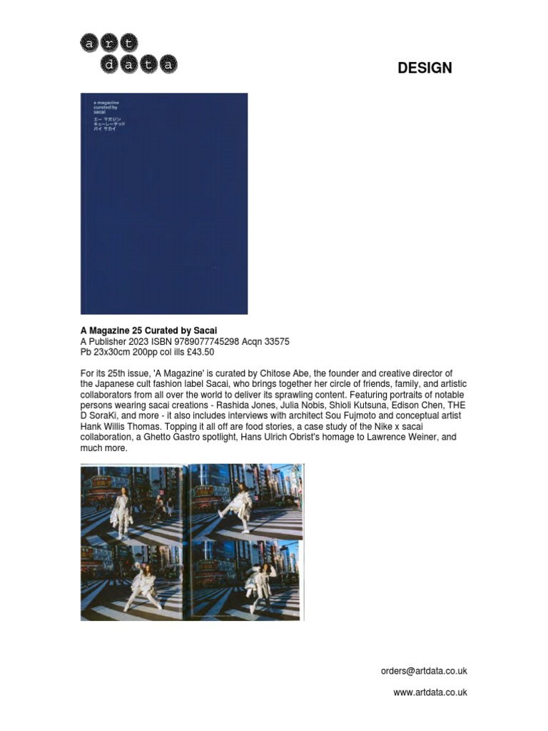 アート・デザイン・音楽 sacai AtoZ & A magazine Curated By Sacai Ensemble – A Magazine curated by sacai