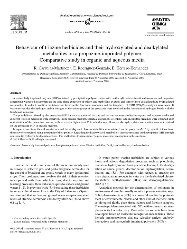 behaviour-of-triazine-herbicides-and-their-hydroxylated-and-dealkylated