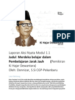 Laporan Aksi Nyata Modul 1.1 Judul - Merdeka Belajar Dalam Pembelajaran Jarak Jauh (Pemikiran Ki Hajar Dewantara)