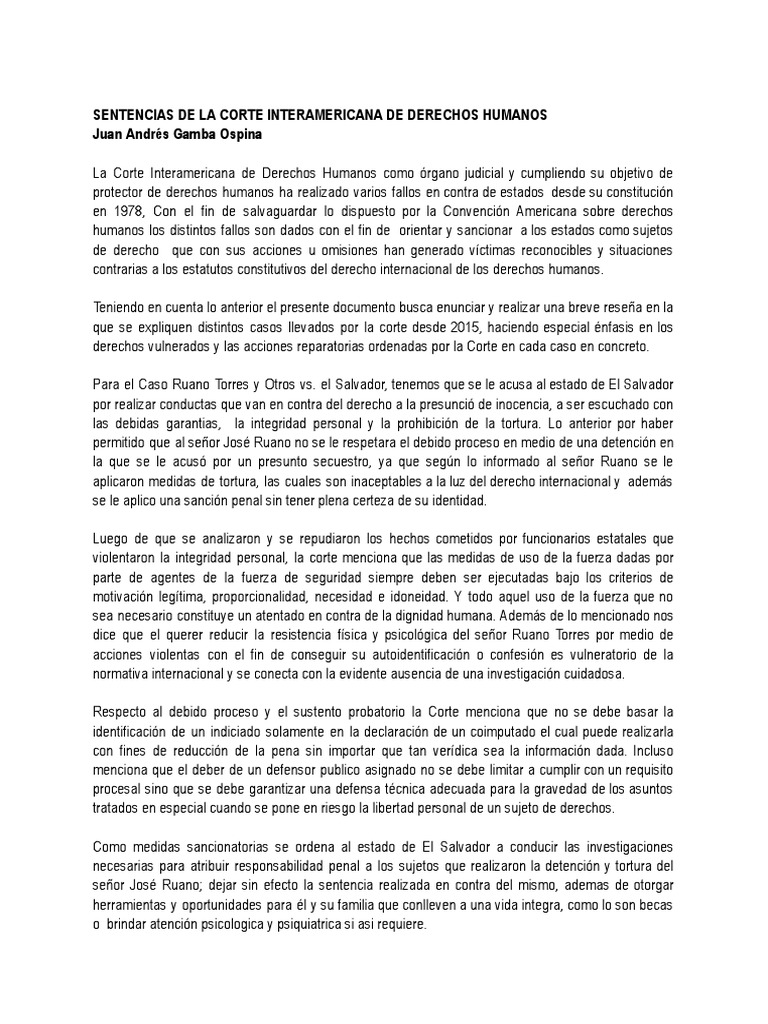 SENTENCIAS DE LA CORTE INTERAMERICANA DE DERECHOS HUMANOS Juan Andrés
