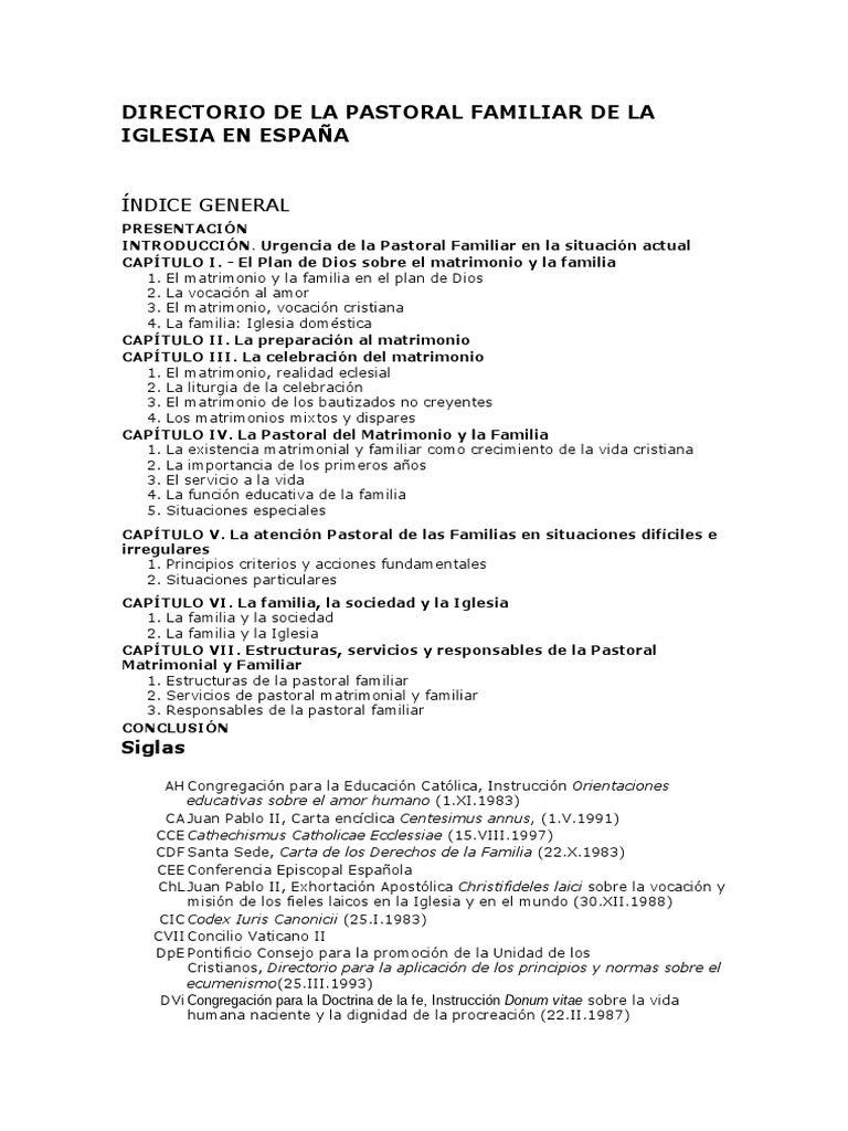Directorio de La Pastoral Familiar de La Iglesia en España | PDF ...