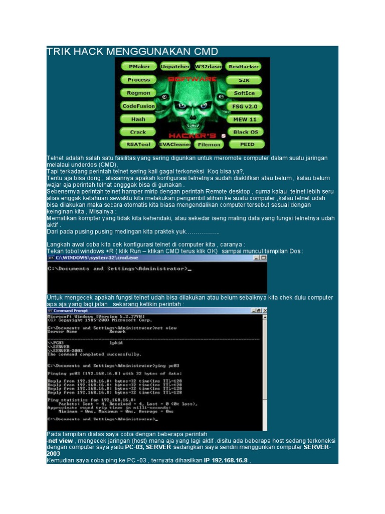 Trik Hack Menggunakan CMD dan Telnet | PDF
