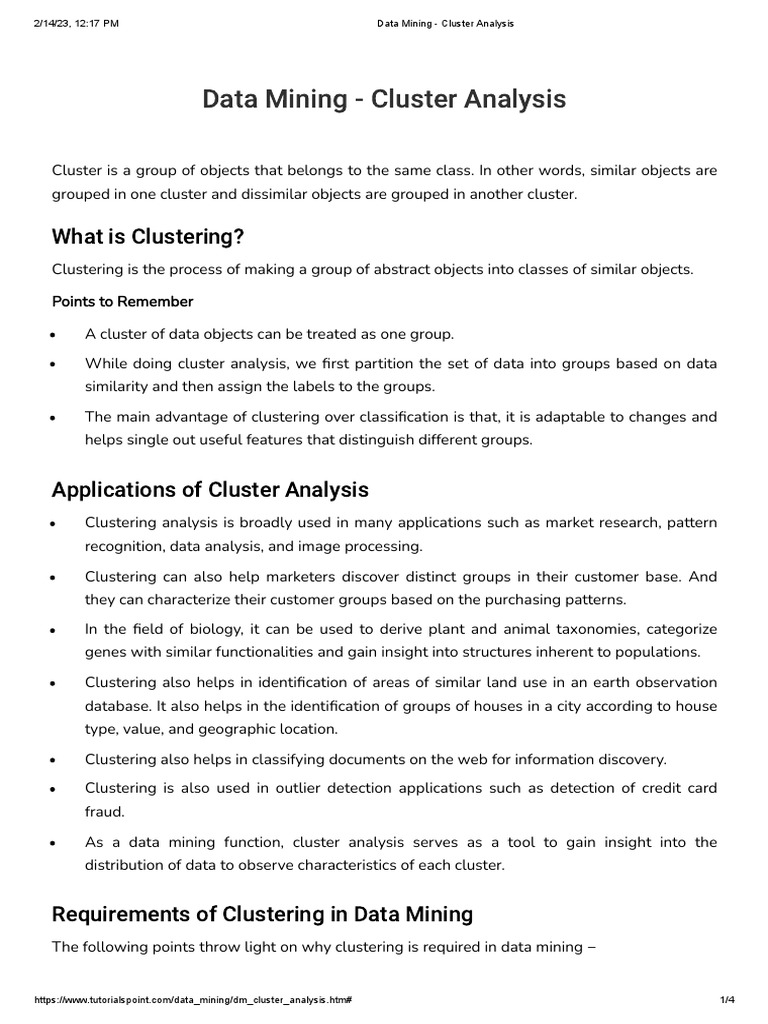 Data Mining - Cluster Analysis | PDF | Cluster Analysis | Data