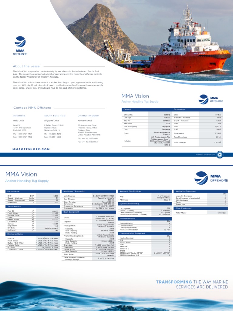 MMA Vision: Offshore Support Vessel Details | PDF | Shipping | Ships