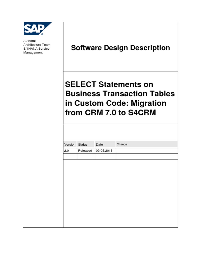 CRM Table changes for S4 HANA - Coding Impact | PDF | Databases ...