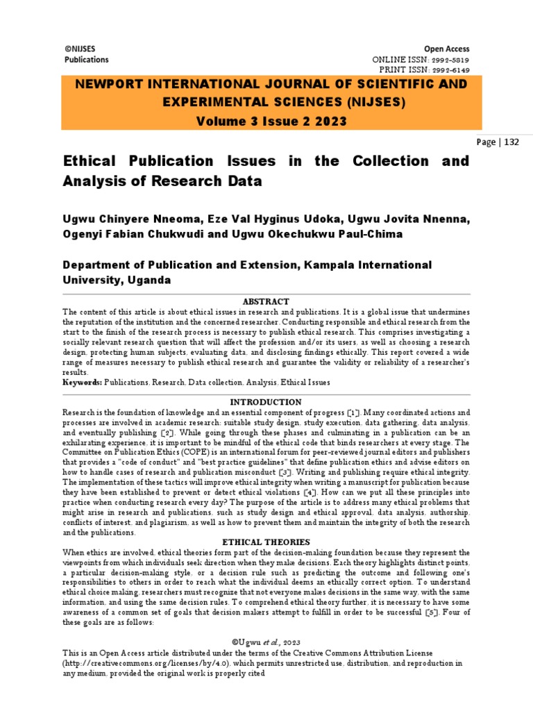 Ethical Issues in Research Data Analysis | PDF | Plagiarism | Open Access