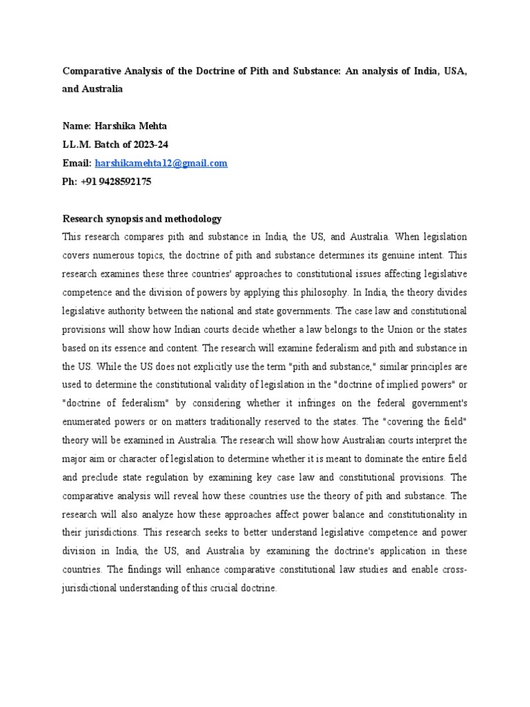 Comparative Pith and Substance Analysis | PDF | Justice | Crime & Violence
