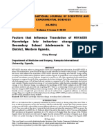 Factors That Influence Translation of HIVAIDS Knowledge Into Behaviour Change Among