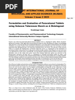 Formulation and Evaluation of Paracetamol Tablets Using Solanum Tuberosum Starch As A Disintegrant