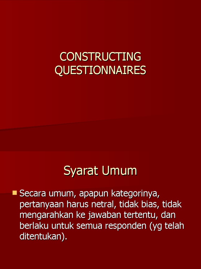 Constructing Questionnaires | PDF