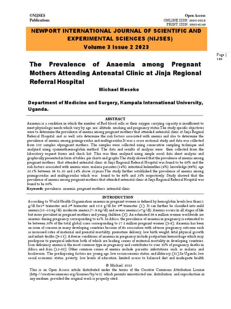 Prevalence of Anemia in Pregnant Women | PDF | Anemia | Pregnancy