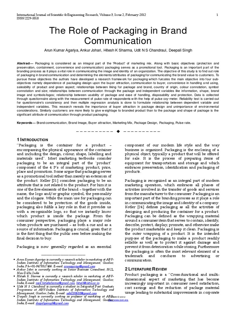 Packaging's Role in Brand Communication | PDF | Brand | Packaging And ...