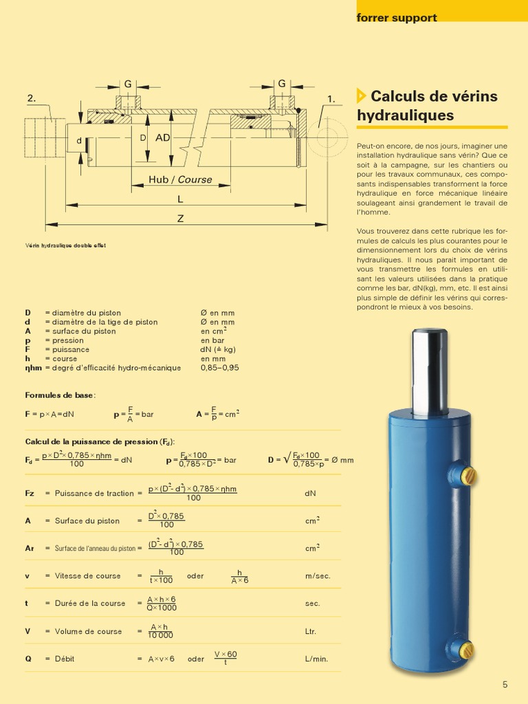 Calculs pour vérins hydrauliques PDF Piston Machine — free download
