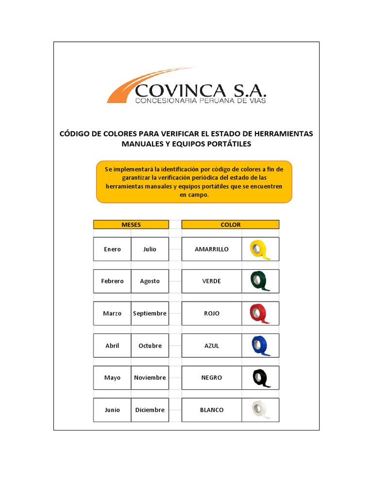 Código de Colores para Verificación de Herramientas | PDF