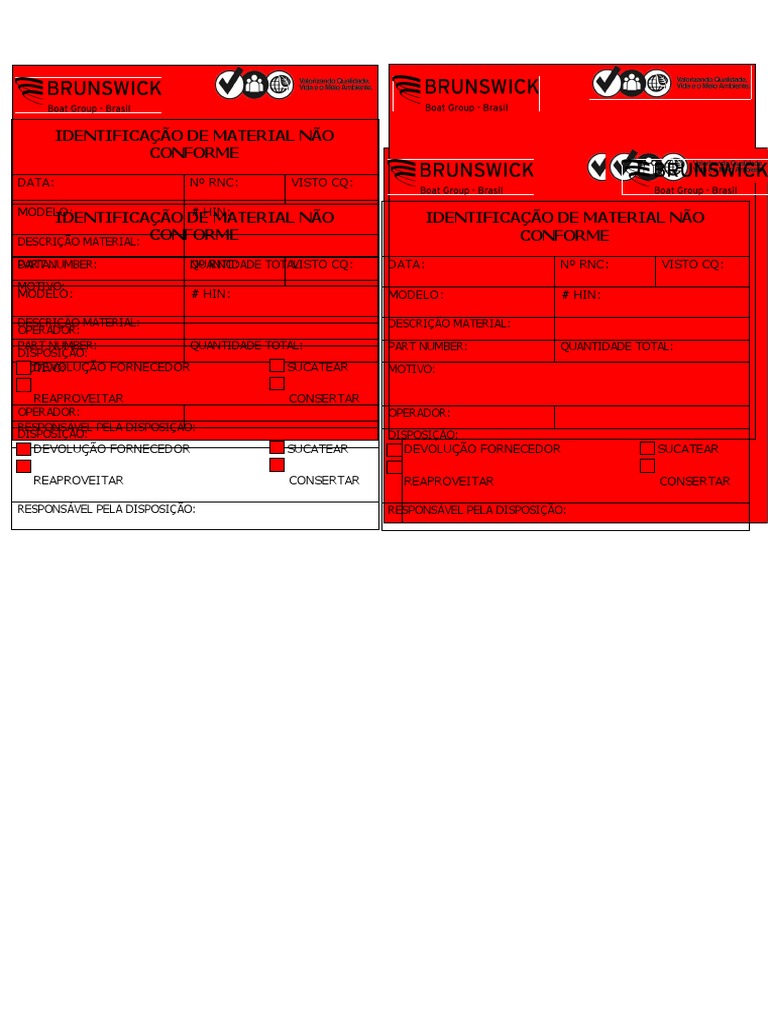 Etiqueta Identificação de Material Não Conforme Da Palheiros Arietes ...