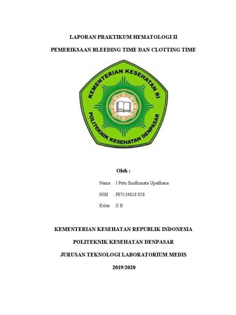 Pemeriksaan Bleeding Time Dan Clotting T Pdf
