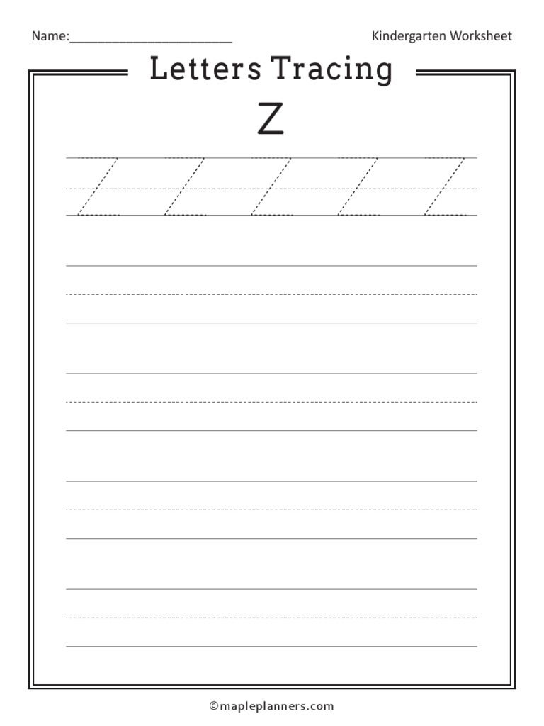 Letters Tracing Worksheets Z | PDF
