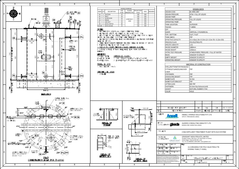 G.A. Drawing For POLY ELECTROLYTE Dosing Tank (T-1005A) | PDF ...