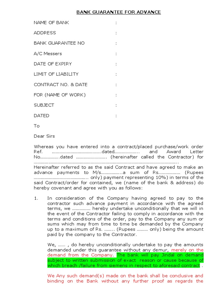 ABG Format PDF Guarantee Legal Concepts