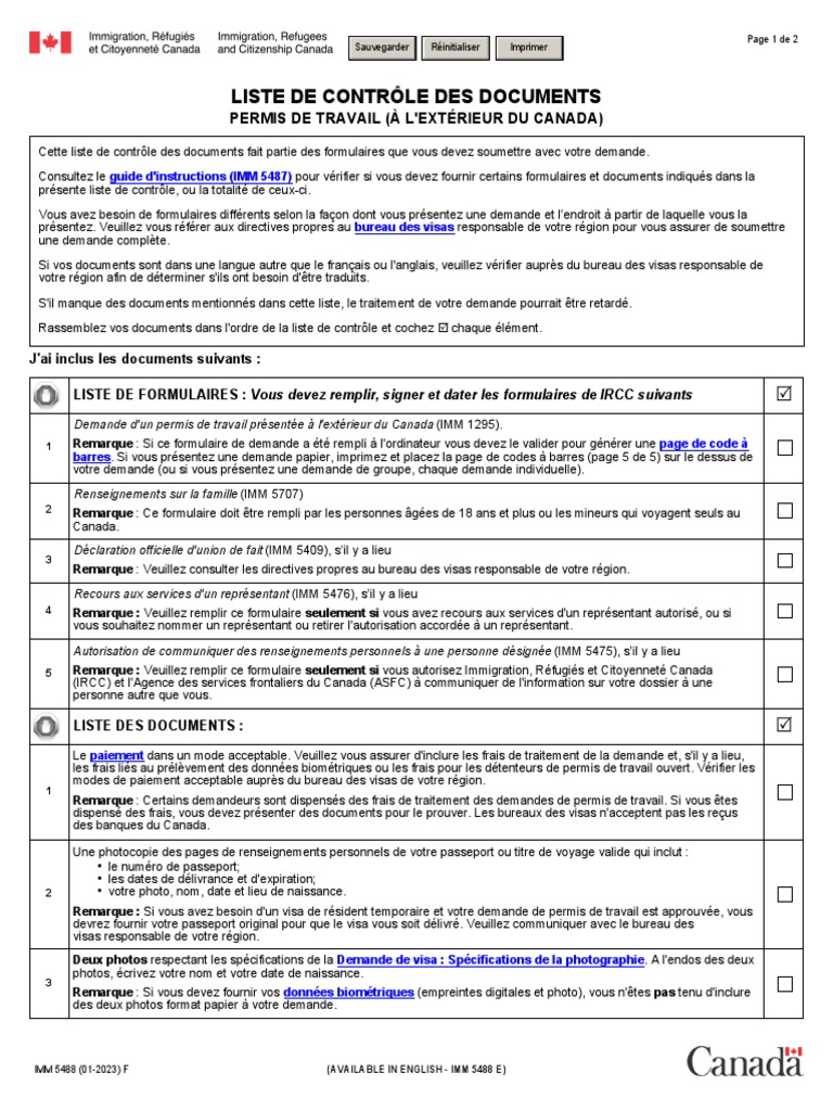 Liste de contrôle pour permis de travail | PDF | Visa (Document ...