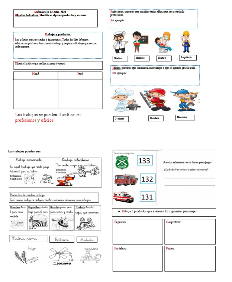 Ficha Oficios Y Profesiones Pdf