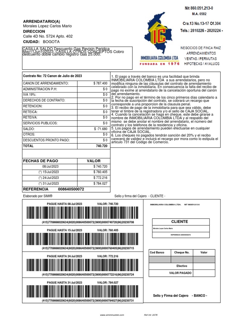 Recibo Arriendo | PDF