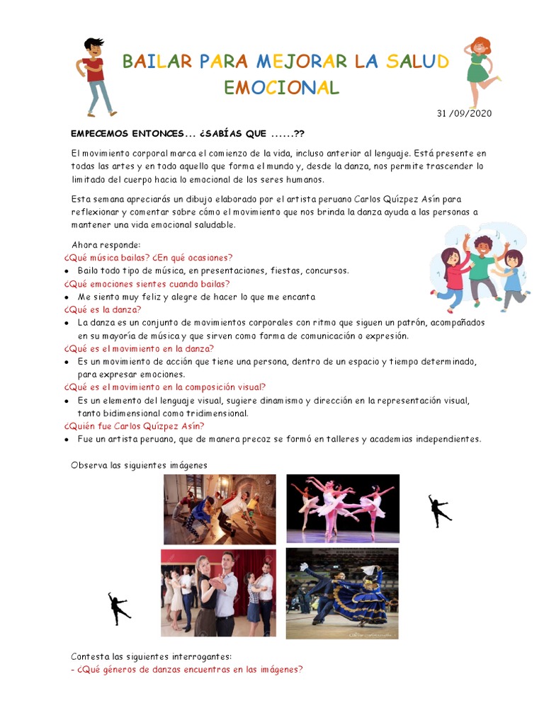BAILAR PARA MEJORAR LA SALUD EMOCIONAL Arte | PDF | Bailes | Las emociones