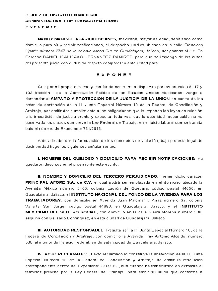 Amparo Indirecto por Incumplimiento de Laudo | PDF | Caso de ley | Ley ...