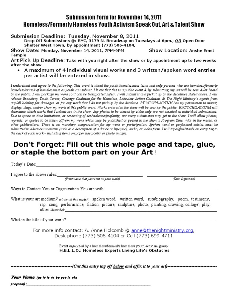 O Art Show 11 Submission Form | PDF