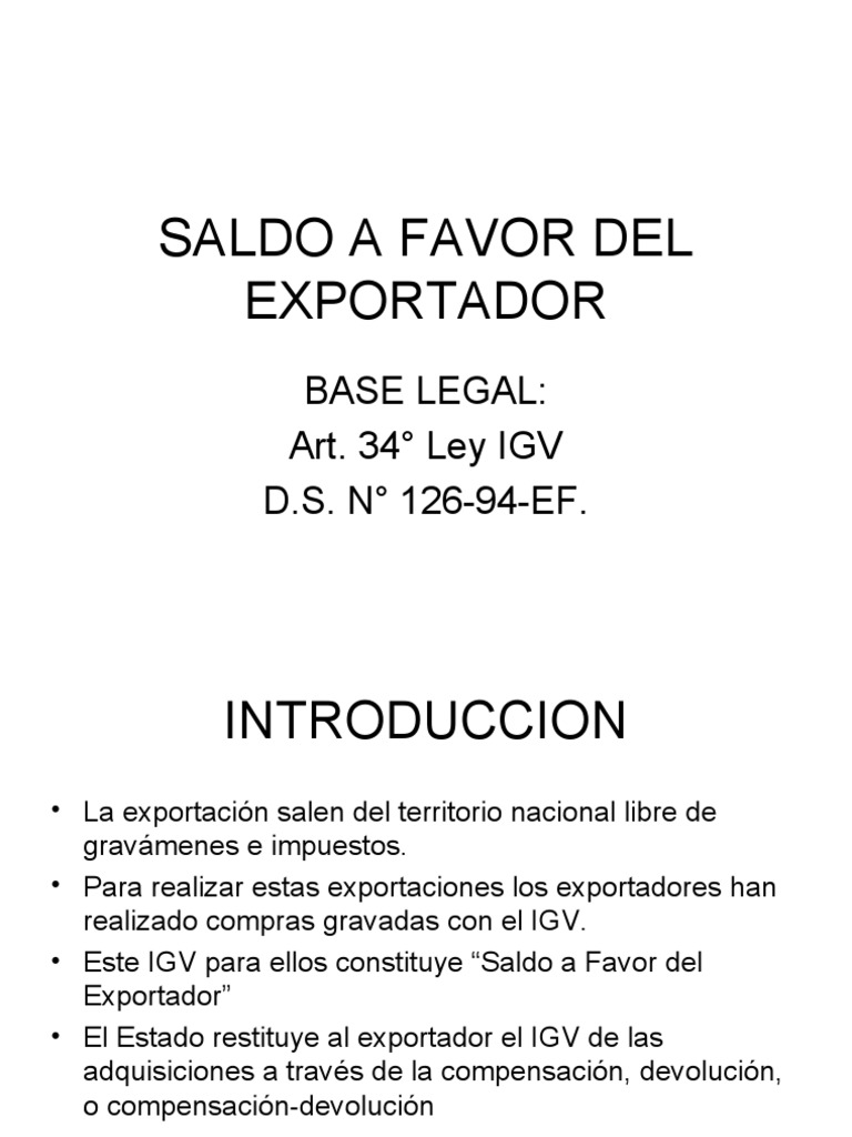 Saldo A Favor Del Exportador | PDF