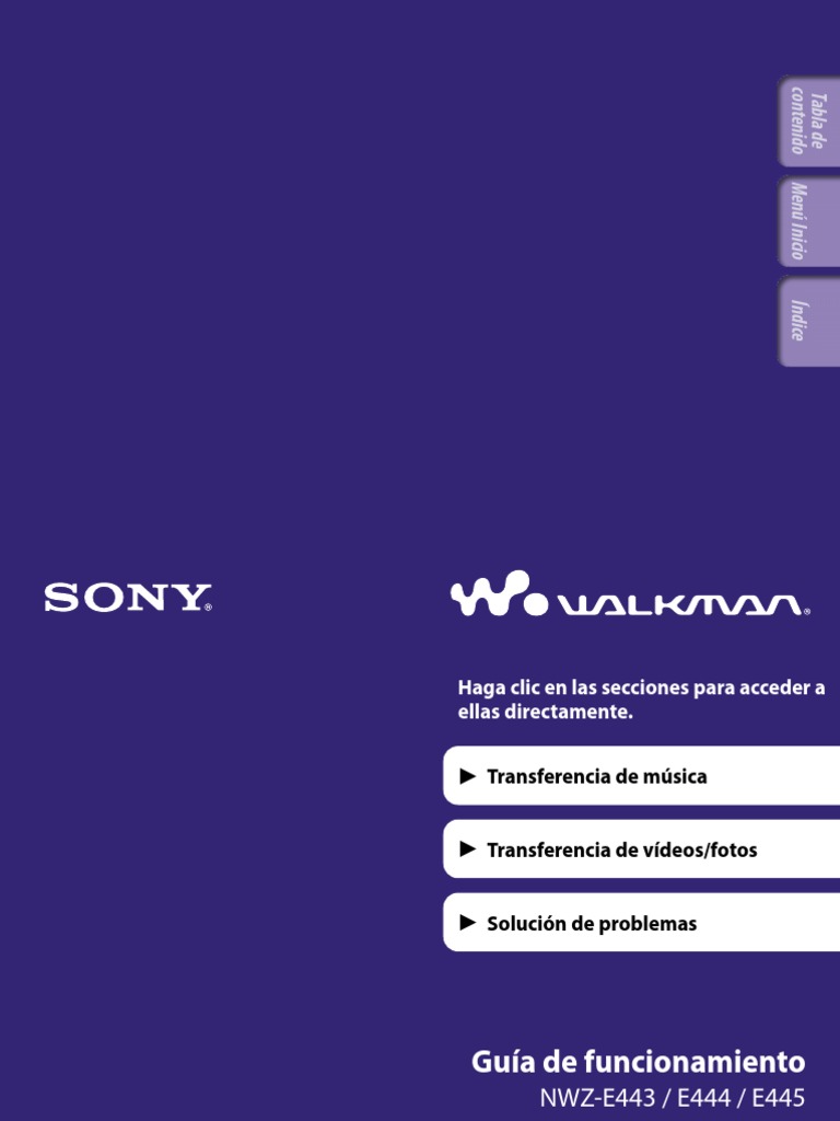 Manual Sony Walkman NWZ-E443 | I Tunes | USB