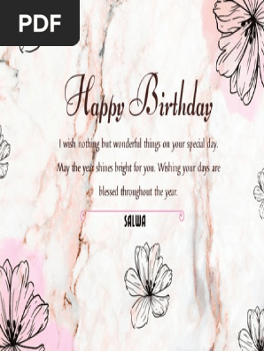 Pink Floral Watercolor Happy Birthday Greeting Card