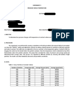 Experiment 3 Pressure Versus Temperature