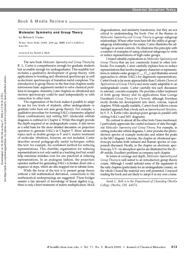 Molecular Symmetry and Group Theory Cart | PDF | Group Theory ...