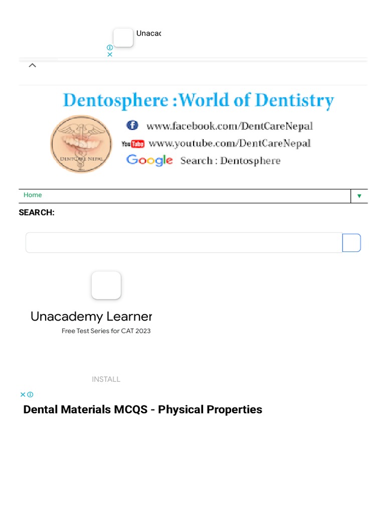 Dentosphere World of Dentistry Dental Materials MCQS Physical