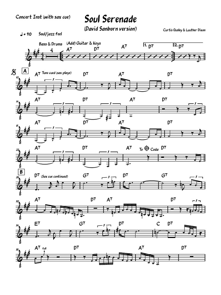 Soul - Serenade - David Sanborn Version-Guitar | PDF | Jazz | African ...