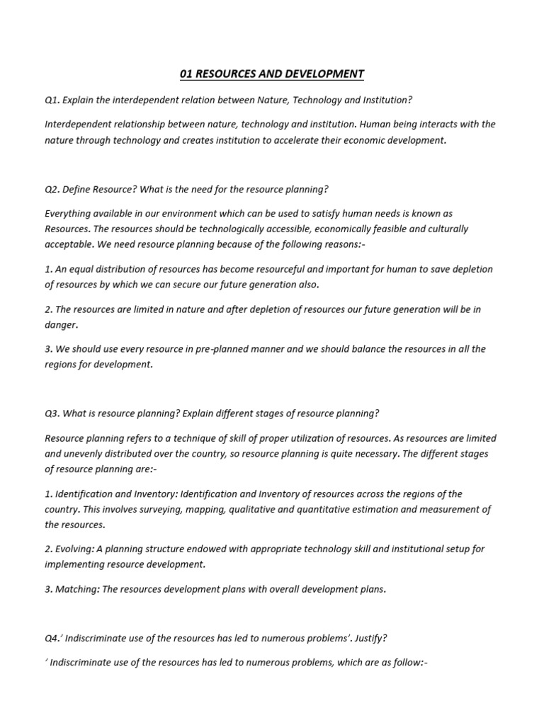 01-Resource and Development (Part-01) | PDF | Sustainable Development ...
