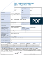 Breakfast Club and Extended Day Application Form