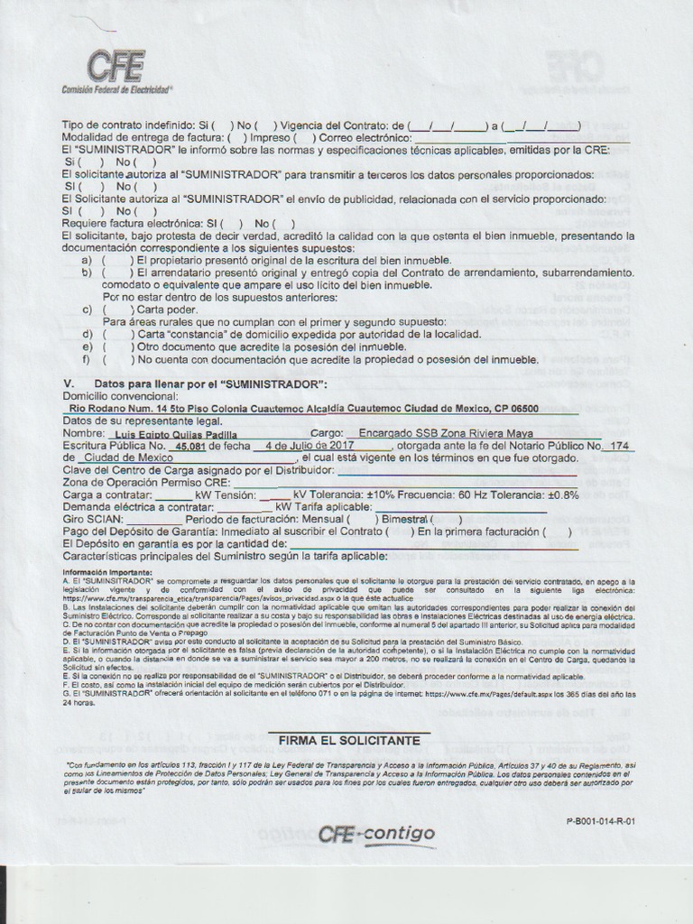 Solicitud Cfe | PDF