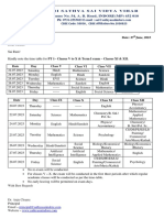 Time Table For PT1 & Term I Exam