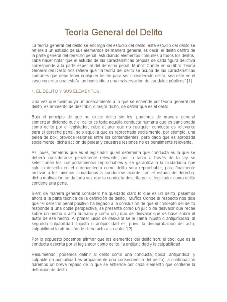 Elementos de la Teoría del Delito | PDF | Derecho penal | Crímenes