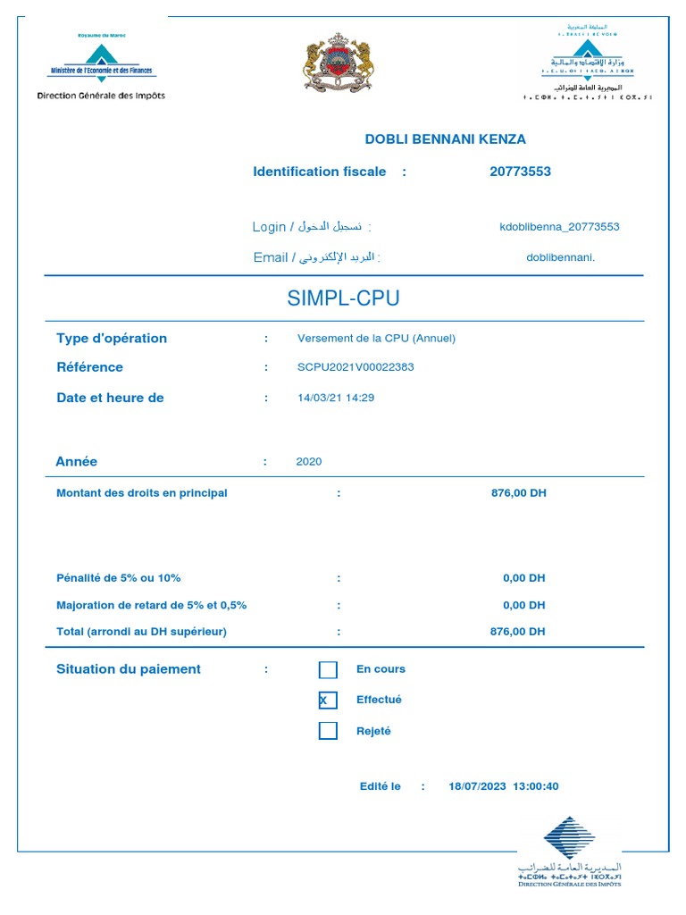 Simpl-Cpu: Dobli Bennani Kenza | PDF