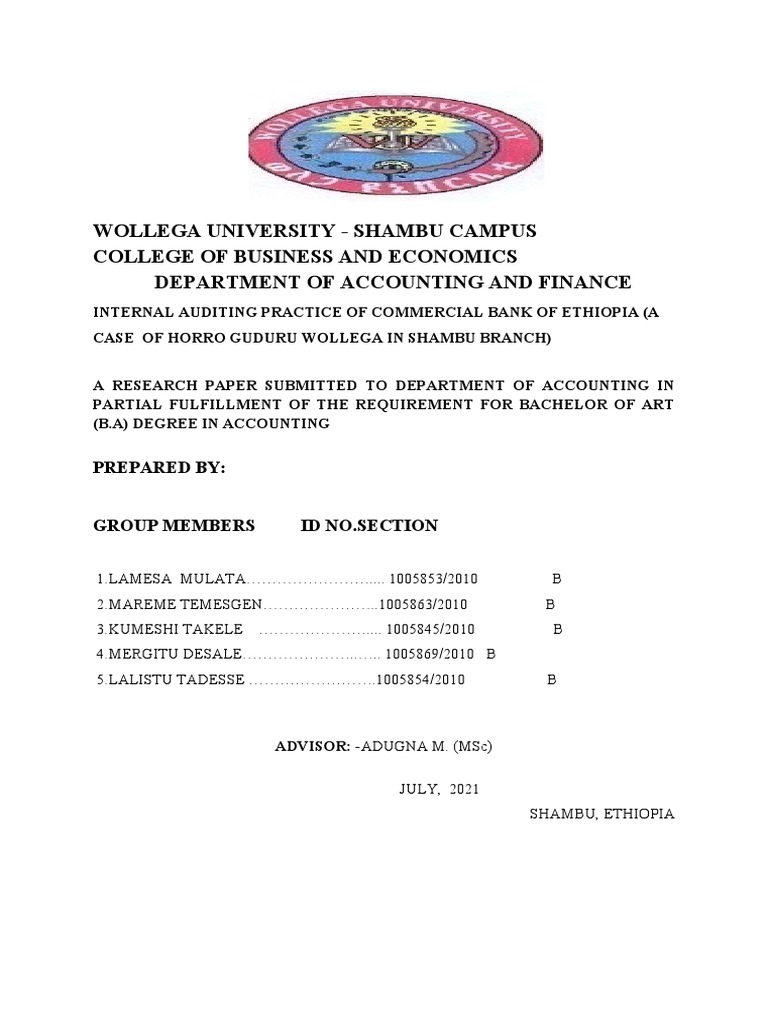 Wollega University - Shambu Campus College of Business and Economics ...